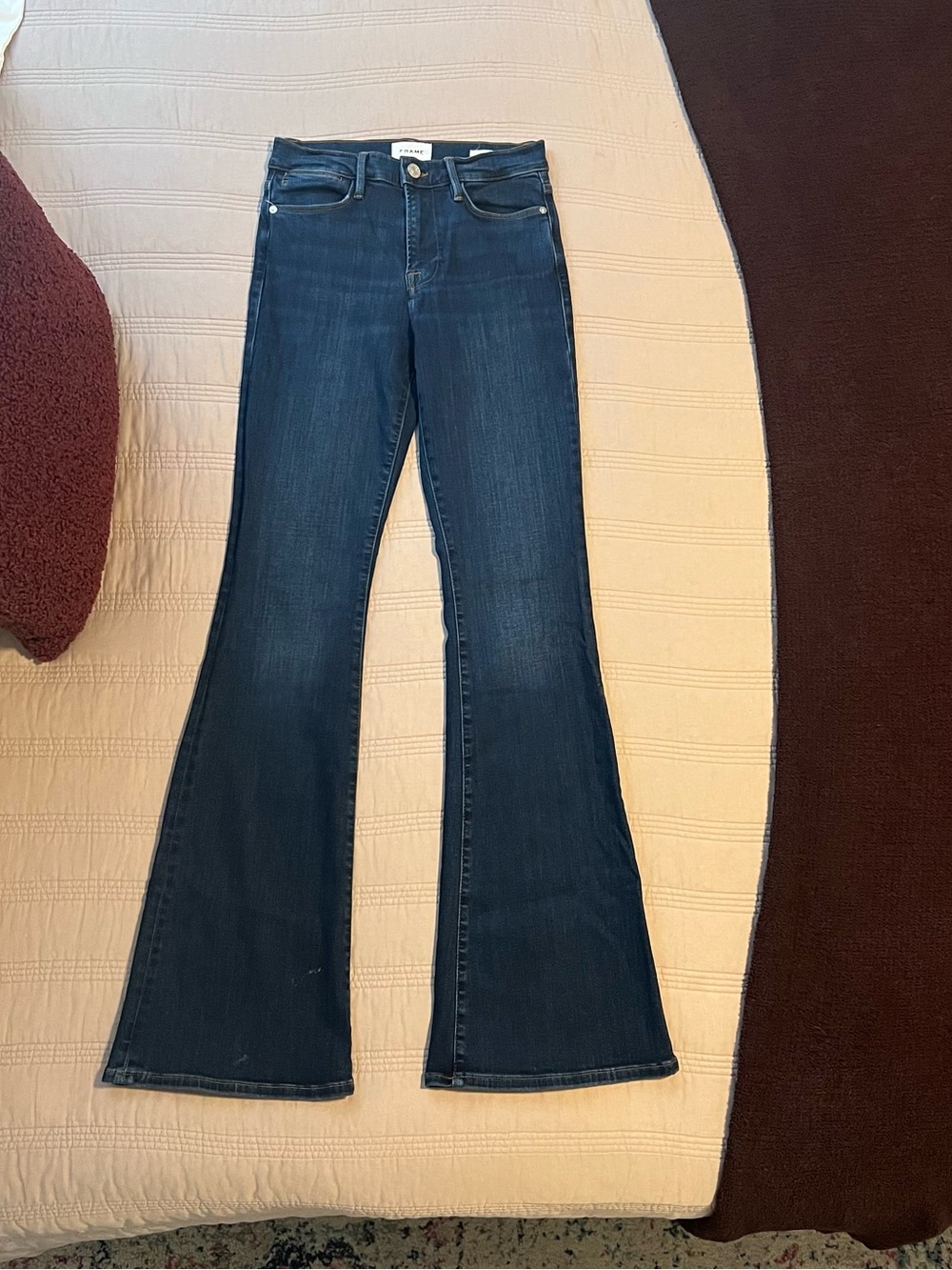 Frame Denim Dark Blue Flare Jeans Le High Flare 27 Waist High Waisted Stretch